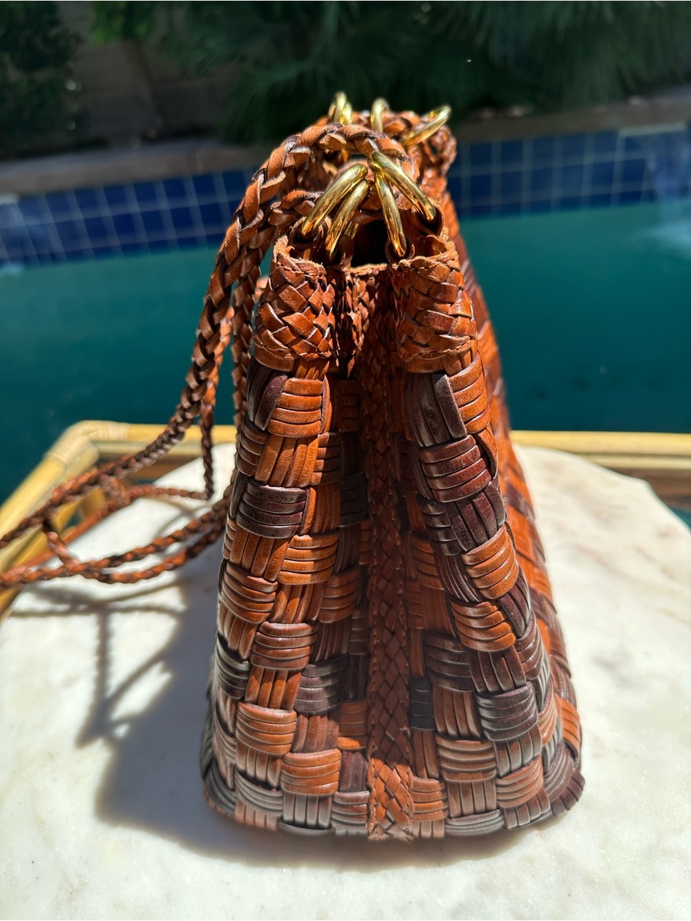 Vintage Woven Leather Bucket Bag - Picture 7 of 15